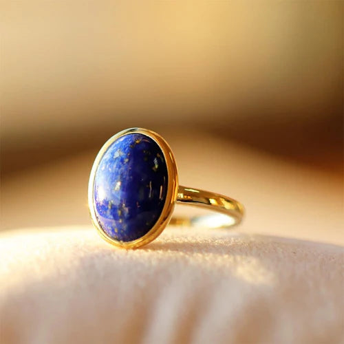 Cocktail Dress Blue Gemstone Ring Gold