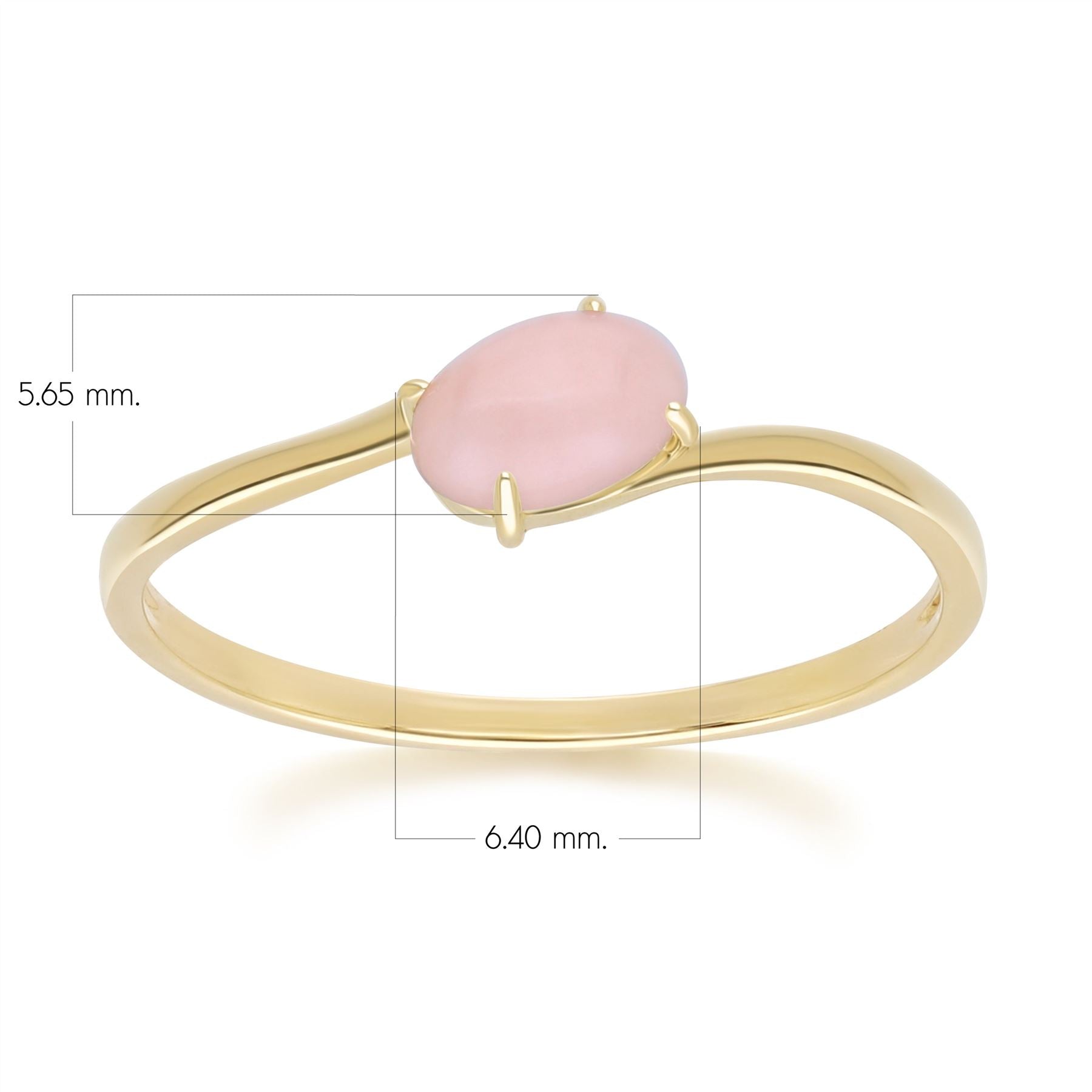 Classic Oval Pink Opal Ring in 9ct Yellow Gold