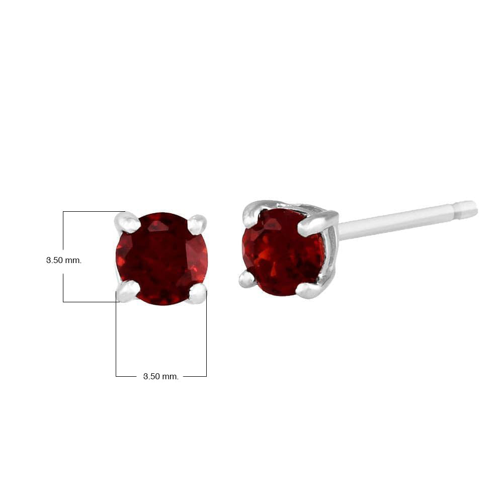 Classic Round Garnet Stud Earrings in 9ct White Gold