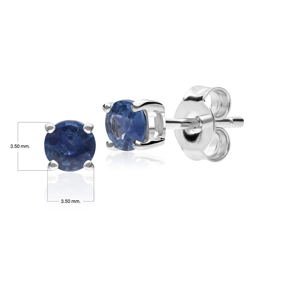 Classic Round Light Blue Sapphire Stud Earrings in 9ct White Gold 3.5mm