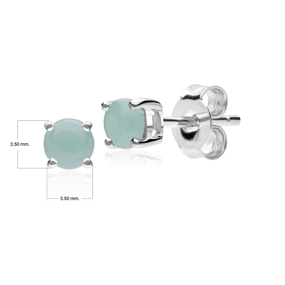 Classic Round Jade Claw Set Stud Earrings in 9ct White Gold