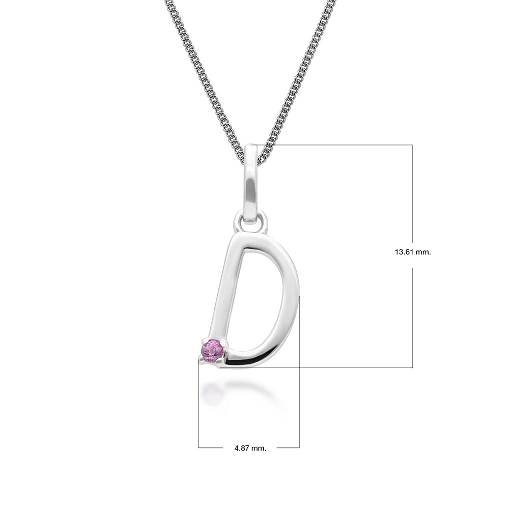 Initial Pink Sapphire Letter Charm Necklace in 9ct White Gold