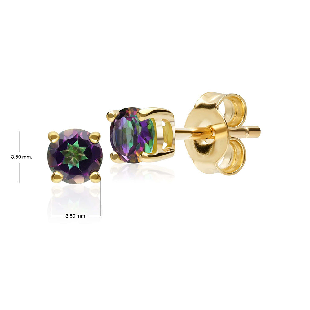 Classic Round Mystic Topaz Claw Set Stud Earrings in 9ct Yellow Gold 3.5mm