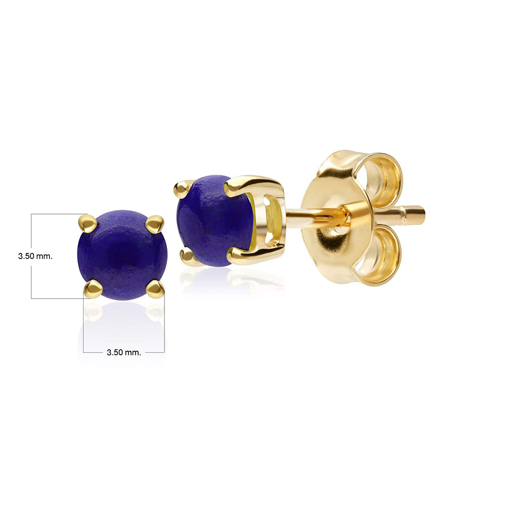 Classic Round Lapis Lazuli Claw Set Single Stone Earrings in 9ct Gold