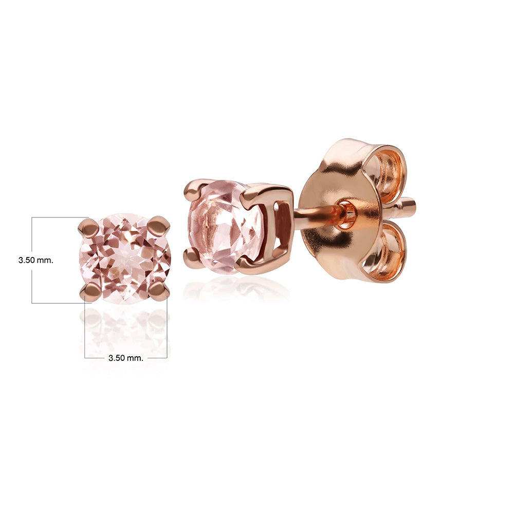 Classic Round Morganite Claw Set Stud Earrings in 9ct Rose Gold