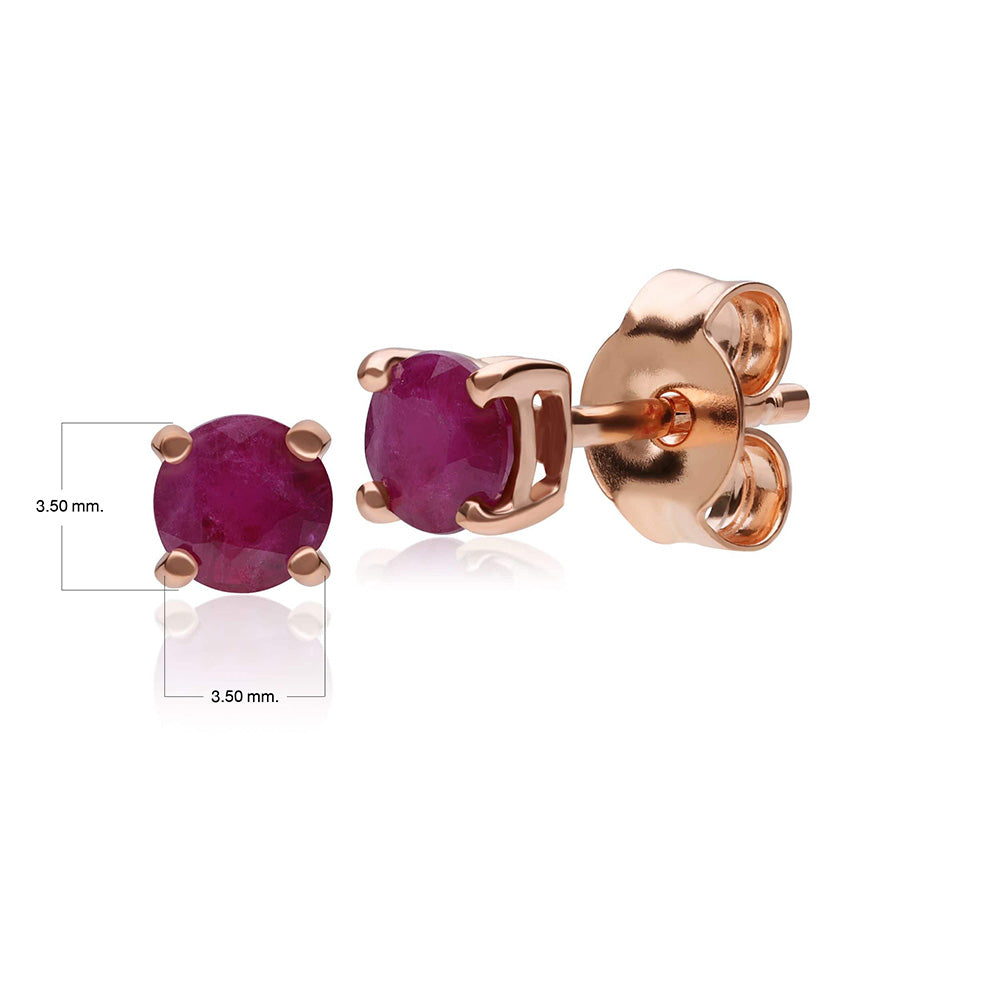 Classic Round Ruby Claw Set Stud Earrings in 9ct Rose Gold