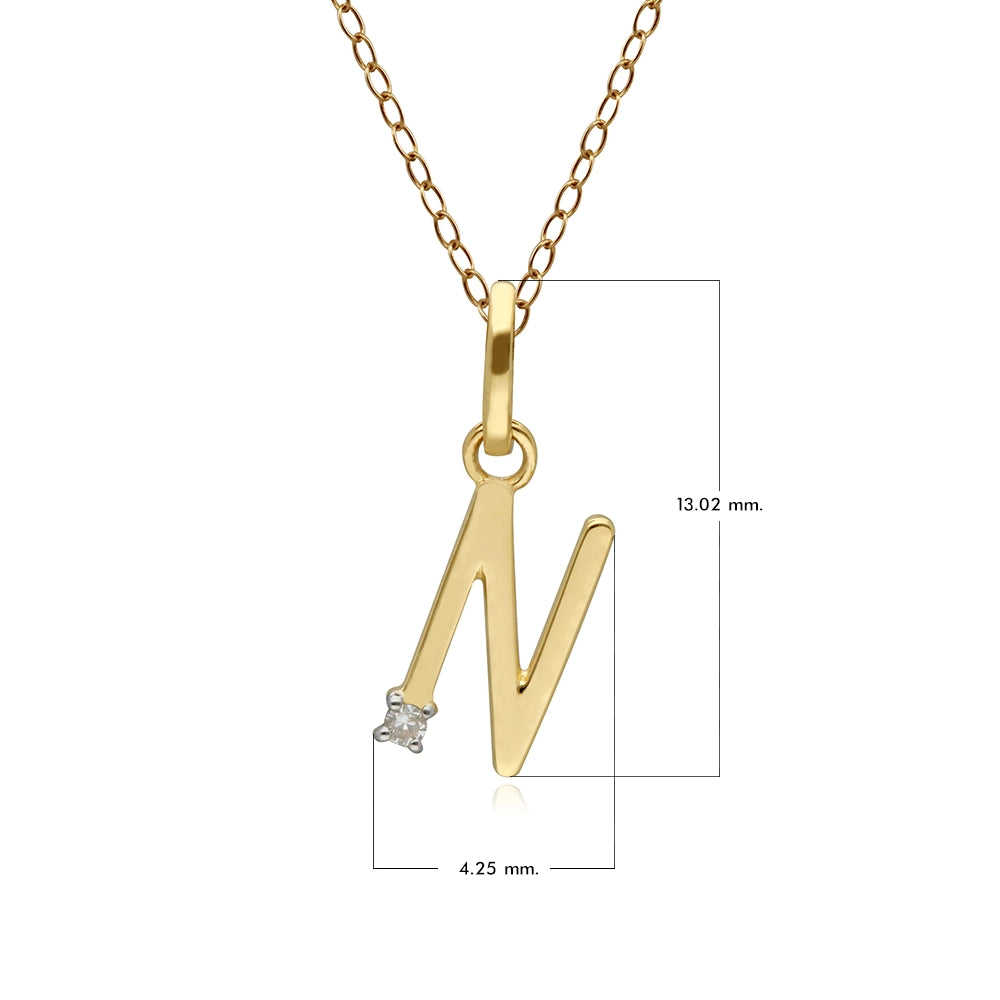 Initial Diamond Letter Necklace In 9ct Yellow Gold