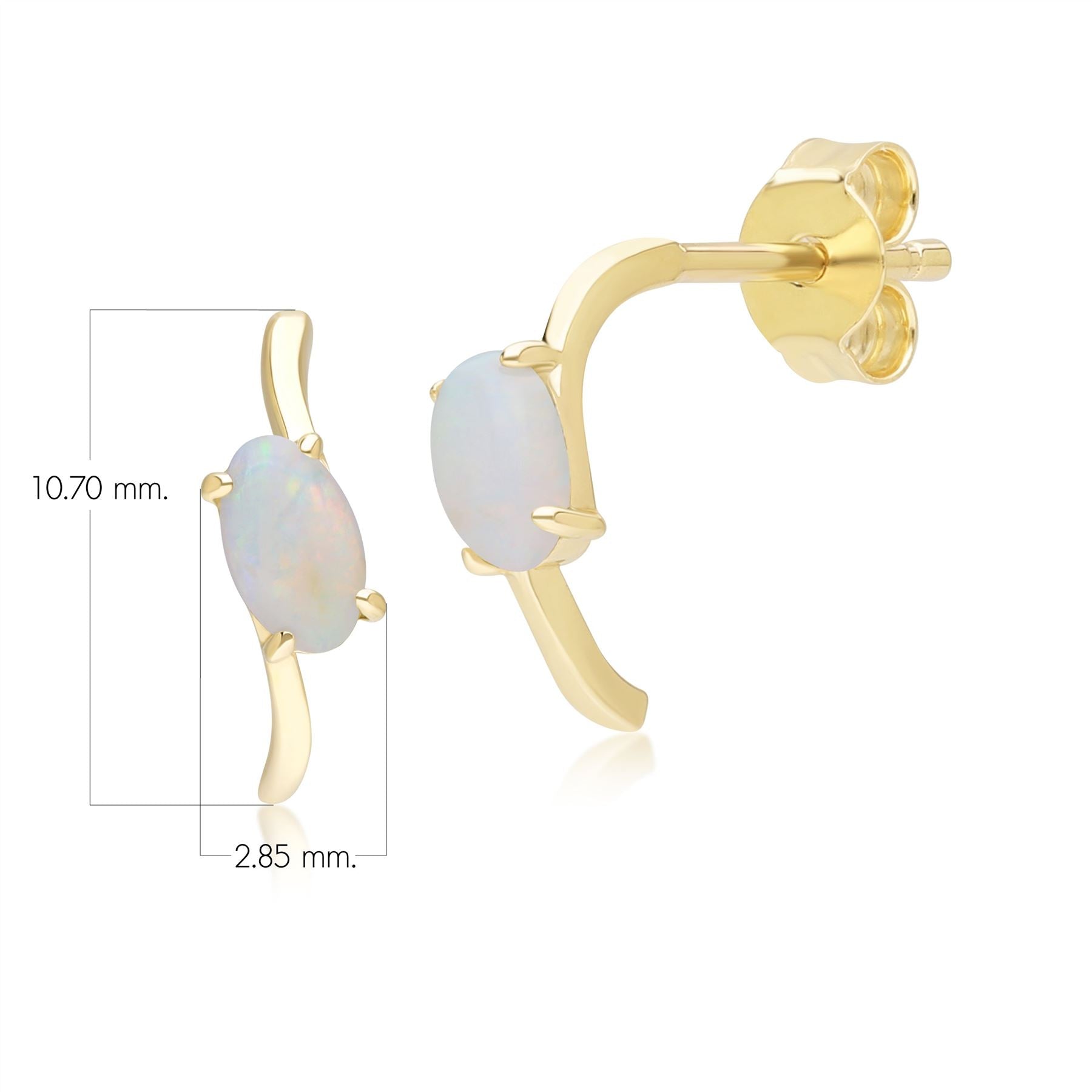 Classic Oval Opal Half Hoop Earrings in 9ct Yellow Gold