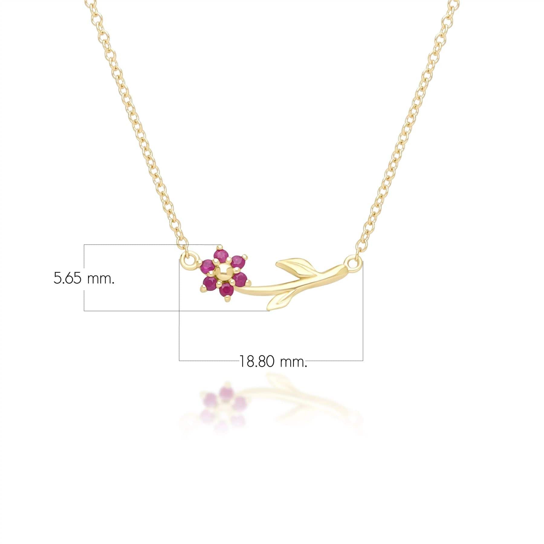 Floral Vine Ruby Necklace in 9ct Yellow Gold