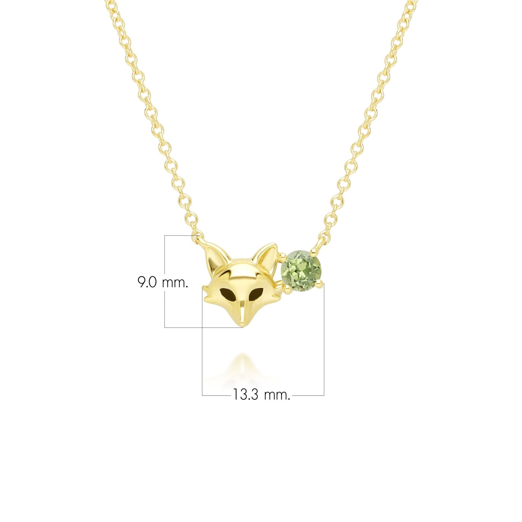 Gardenia Peridot Fox Necklace In 9ct Yellow Gold