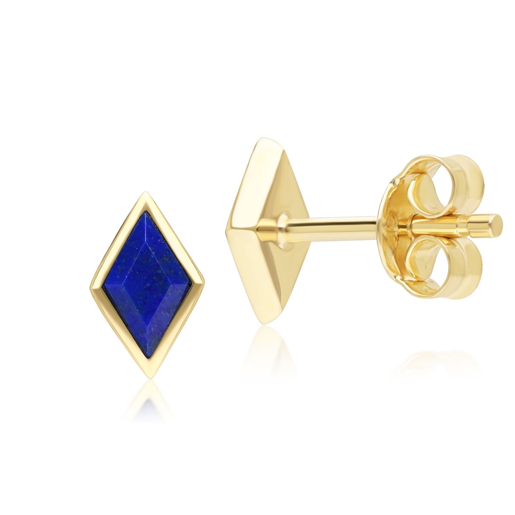 Classic Lapis Lazuli Stud Earrings in 9ct Yellow Gold