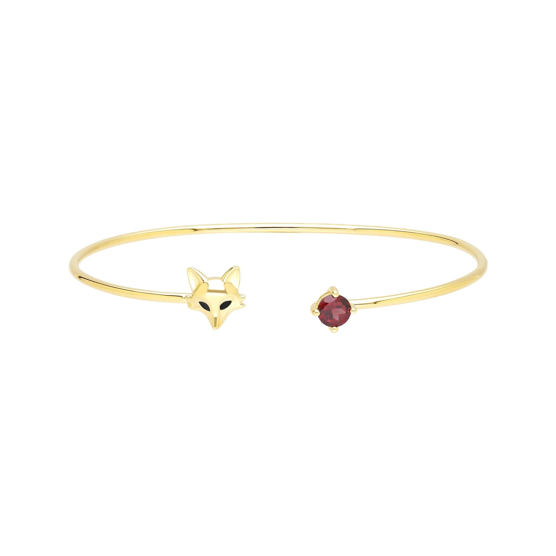 Gardenia Garnet Fox Bangle In 9ct Yellow Gold