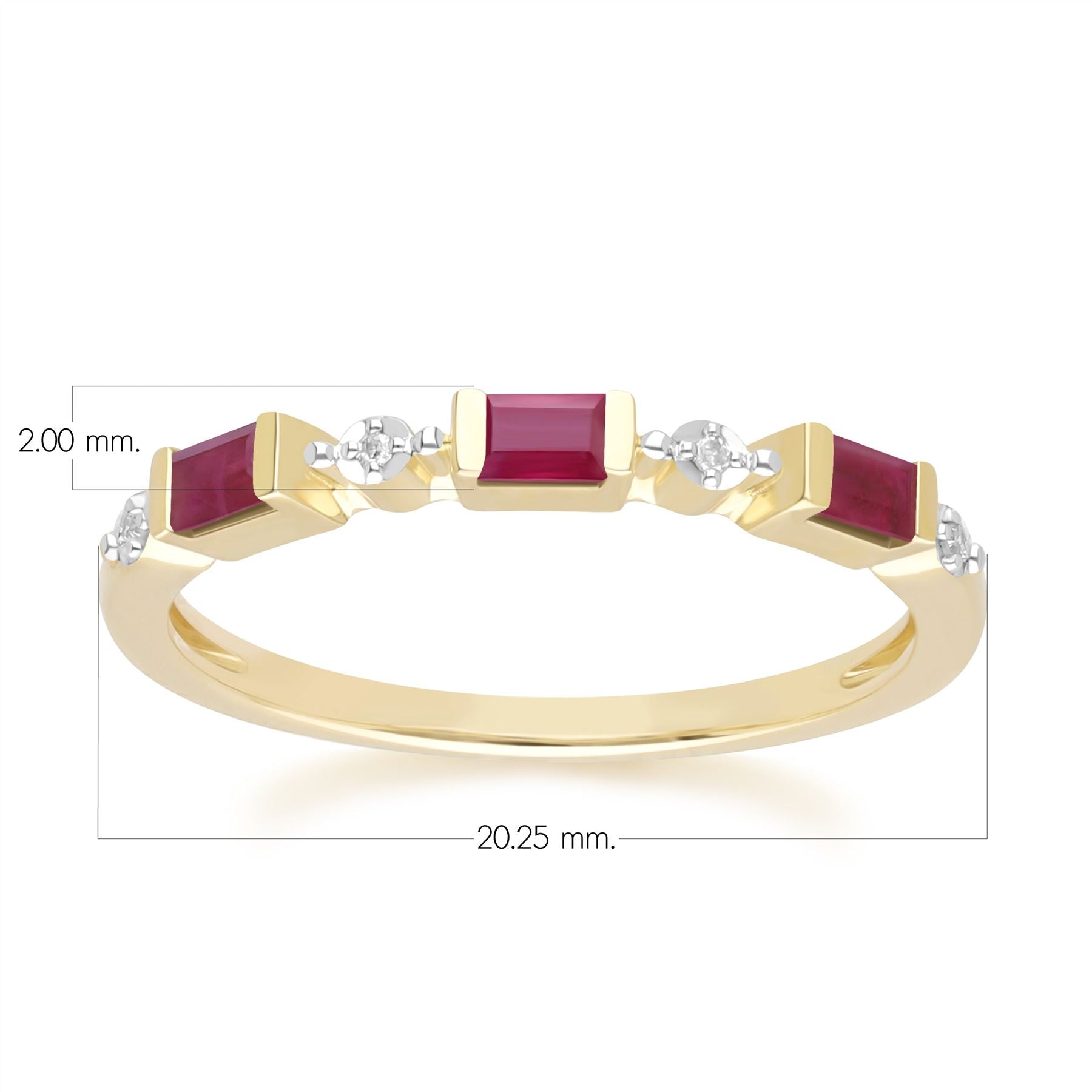 Classic Baguette Ruby & Diamond Eternity Ring in 9ct Yellow Gold