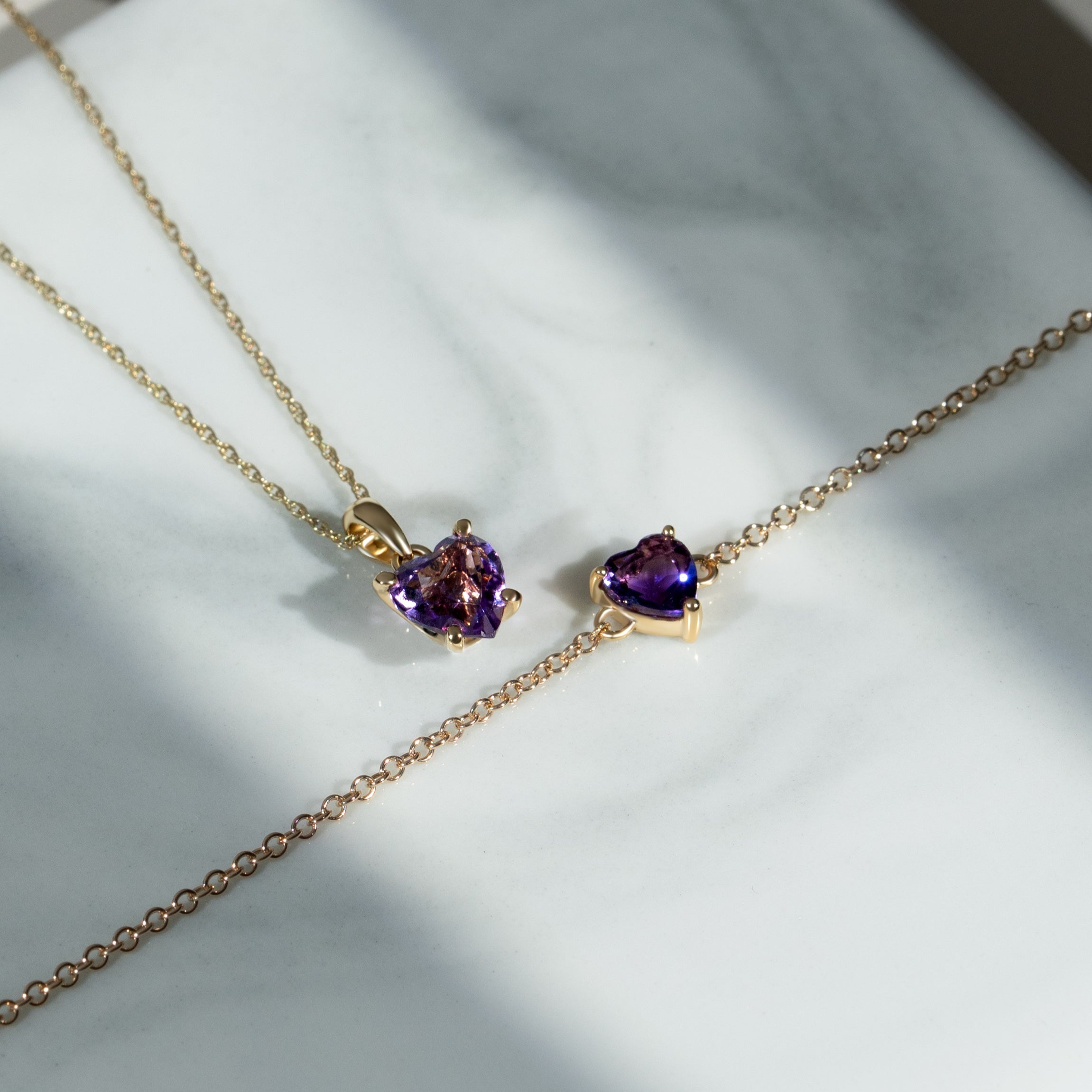 Classic Heart Amethyst Pendant in 9ct Yellow Gold