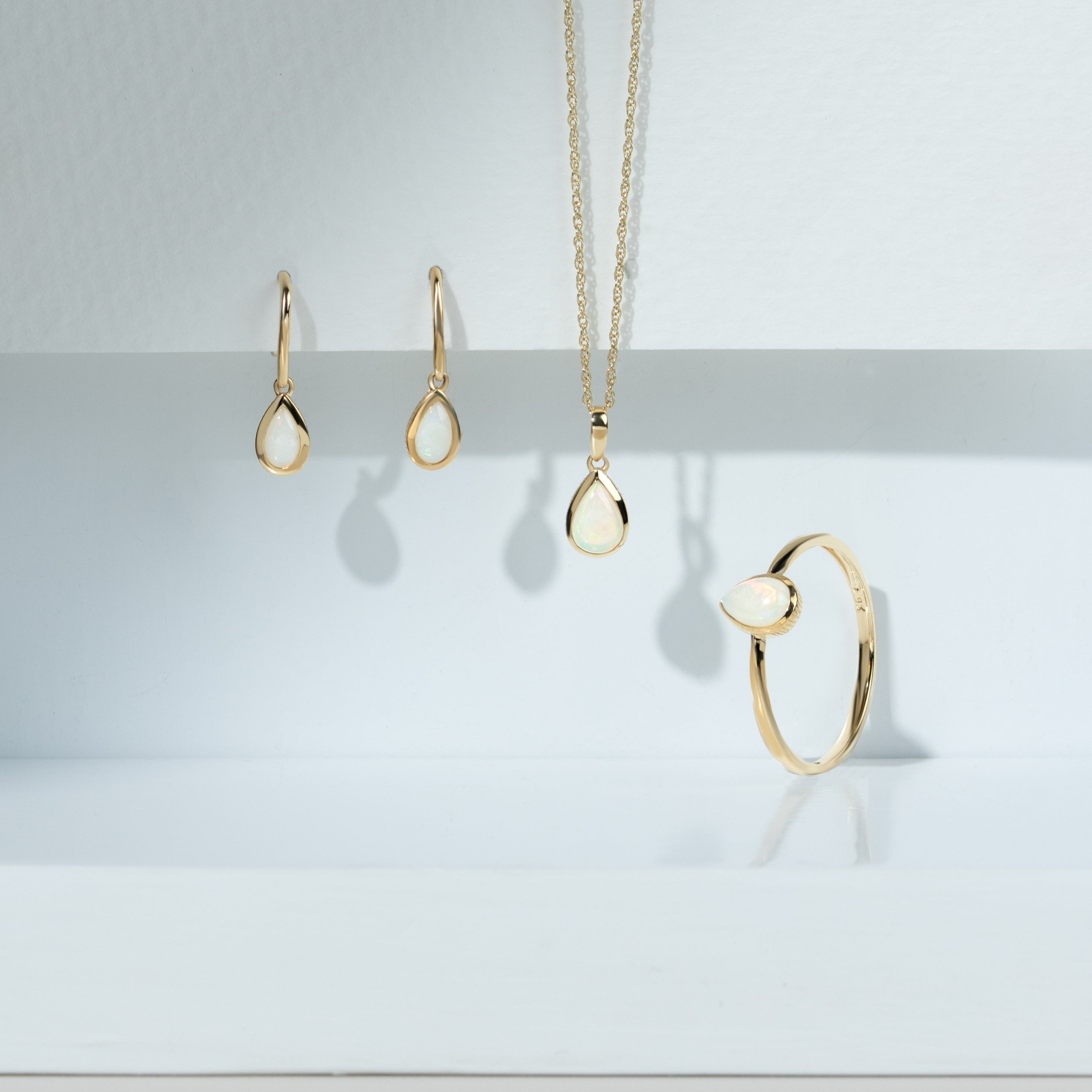 Classic Pear Opal Drop Earrings in 9ct Yellow Gold