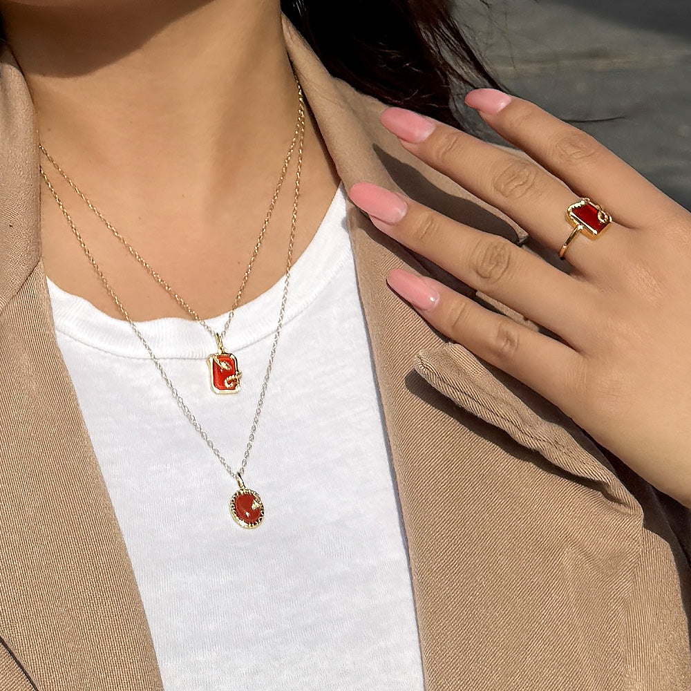 Grand Deco Carnelian Snake Wrap Pendant Necklace In Gold Plated Sterling Silver