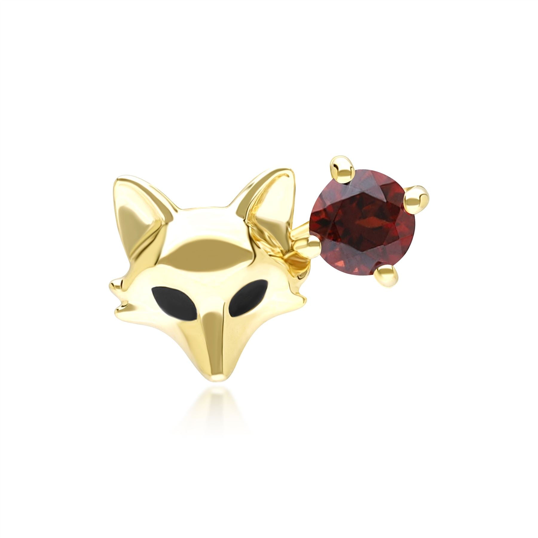 Gardenia Garnet Fox Pin In 9ct Yellow Gold