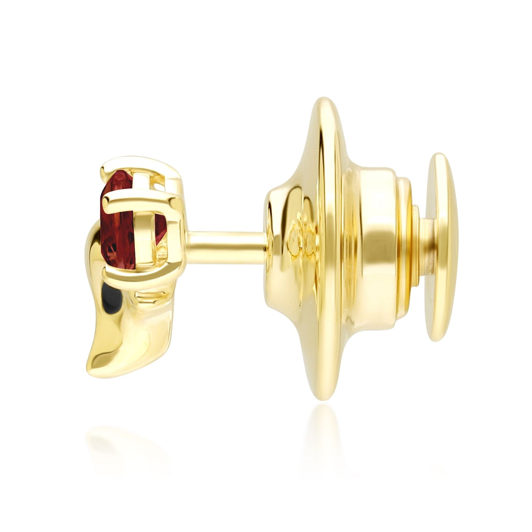 Gardenia Garnet Fox Pin In 9ct Yellow Gold