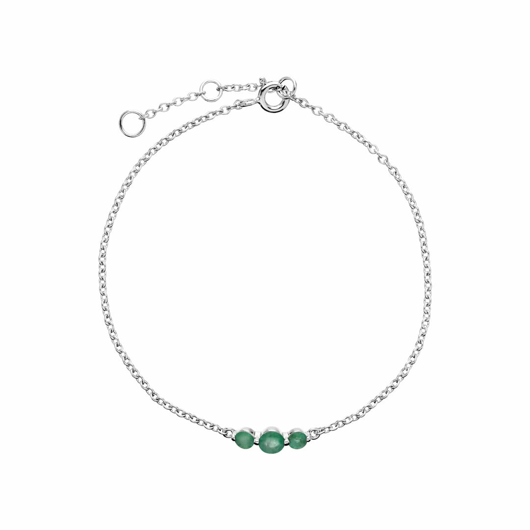 270L011107925 Classic Round Emerald Three Stone Gradient Bracelet in 925 Sterling Silver 1